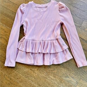 Little Sleepies Mauve Blush Ribbed Tiered Peplum Top, size 5 NWOT